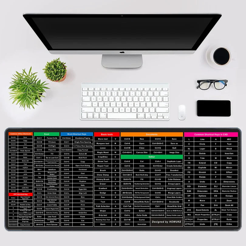 200+ Shortcut Key Pro Laptop/Computer Mouse Pad